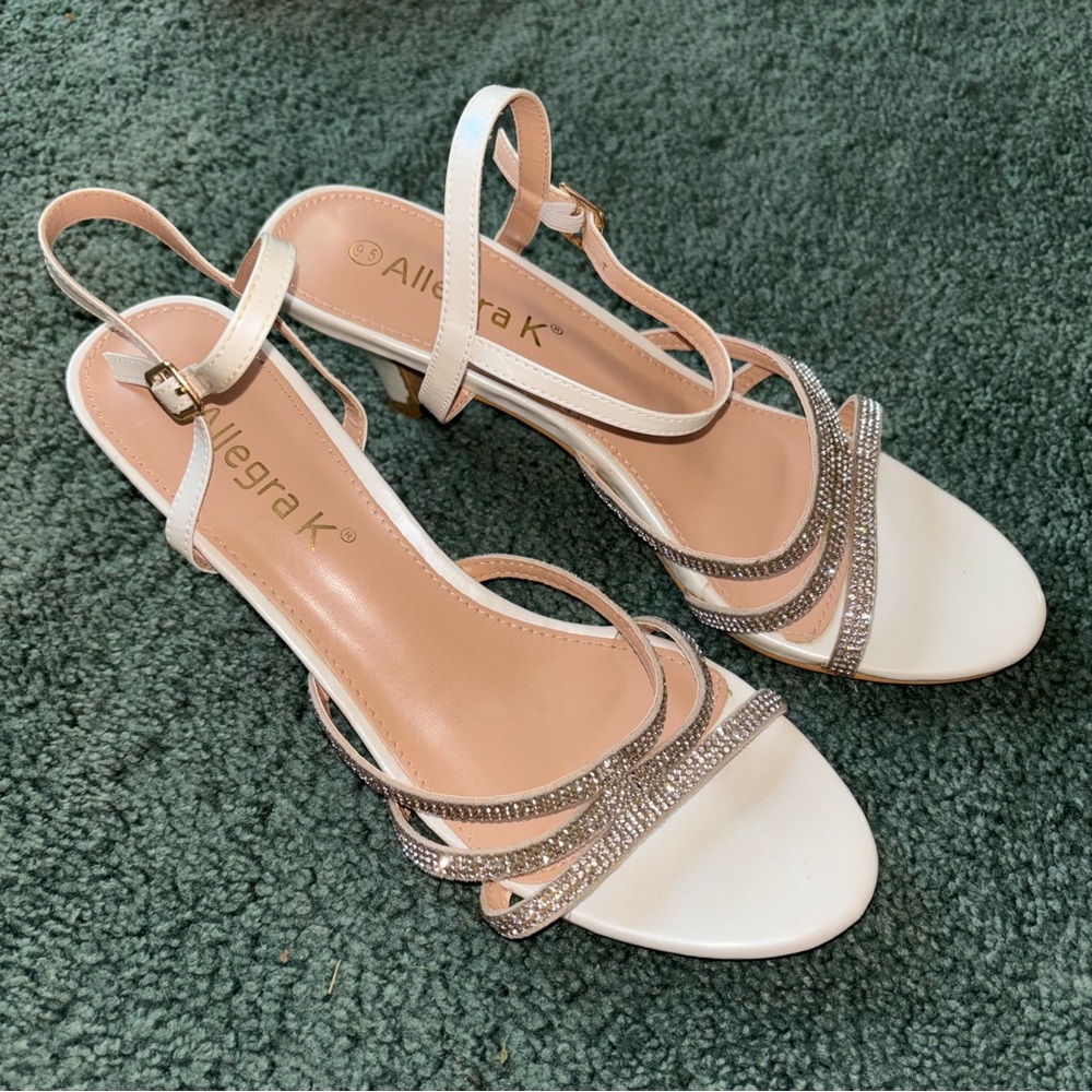 Allegra K Women's White and Silver Strappy Sandals